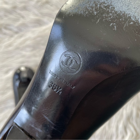 Chanel Vintage Slingback Classic Mary Jane Open Toe Lucite Nail Heel Shoes 36.5 - Picture 9 of 12